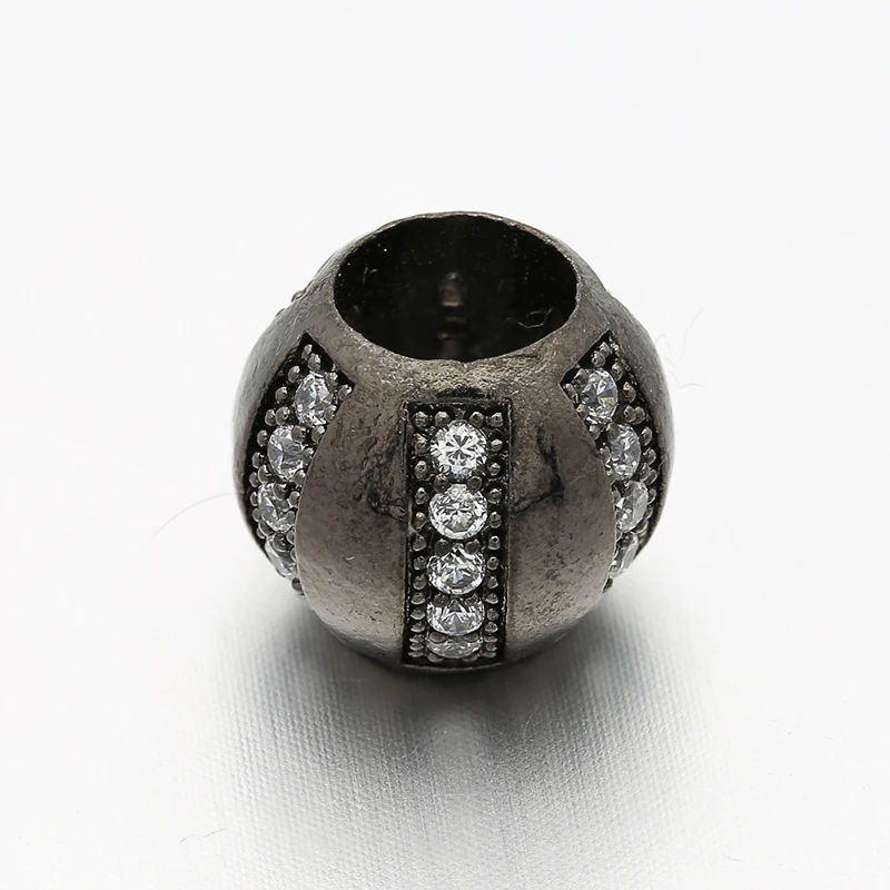 11mm*10mm spherical large hole beads brass micro-inlaid zircon CZ connector accessories for DIY making bracelet necklace Jewelry | Украшения