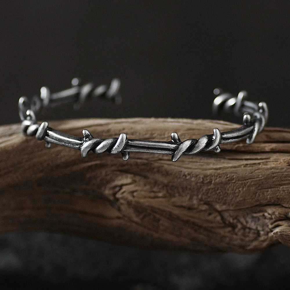 Для мужчин открытый Браслет манжета твист шипы провода Pulsera Титан Сталь