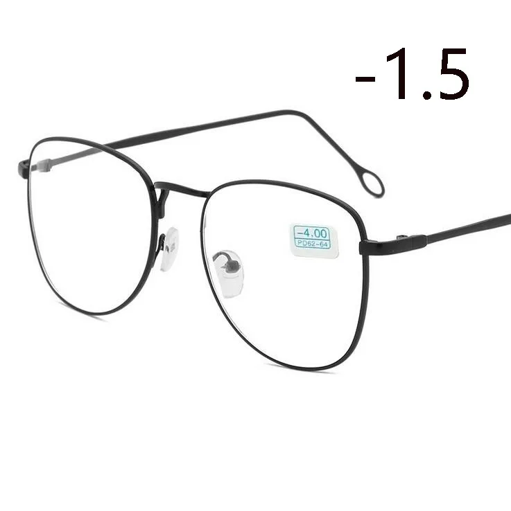 Myopia 150 Ретро очки для близорукости с металлическим покрытием, для женщин и мужчин, овальные диоптрийные очки по рецепту, Черная/Серебристая/Золотая оправа-1,0-1,5-2,0-4,0 - Цвет оправы: Myopia 150