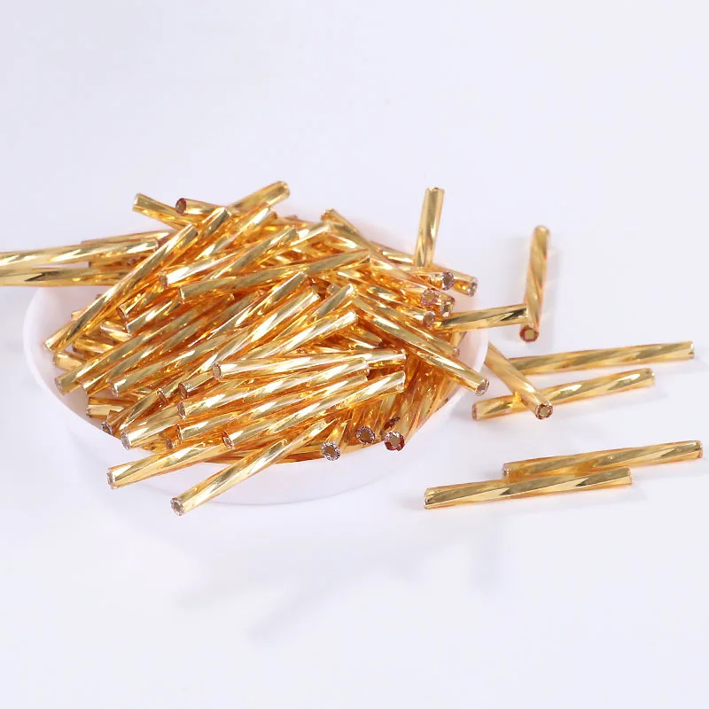 100 pcs Handmade DIY Glass Twisted Tube Jewelry European Embroidery Bead Accessories with 25mm Glass Spiral Tube Length