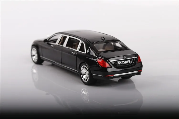1:24 декаст модель автомобиля Maybach Benz s600 Длинная модель автомобиля звук и свет оттяните назад модель машины украшения-игрушка автомобиль подарок
