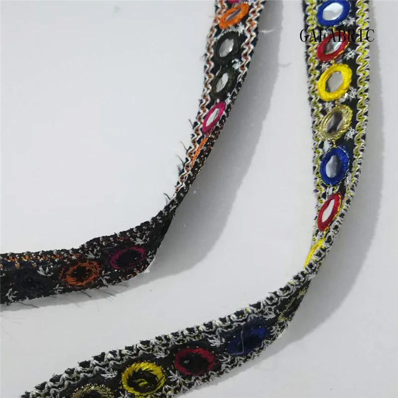 5 ярдов индийская зеркальная отделка Кружева Бохо многоцветные цыганские