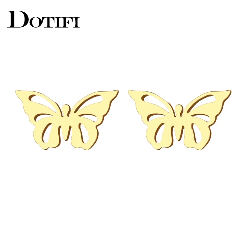 Женские серьги гвоздики из нержавеющей стали с бабочкой|Серьги-гвоздики| |
