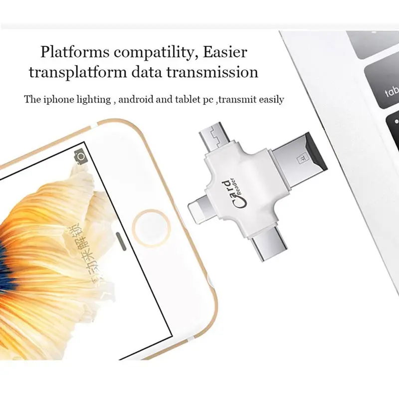 Ingelon 4 в 1 SD кард-ридер usb-C Micro USB MicroSD type C для ipad/iphone 7plus 6s5s MacBook OTG TF ридер sd для cf адаптер