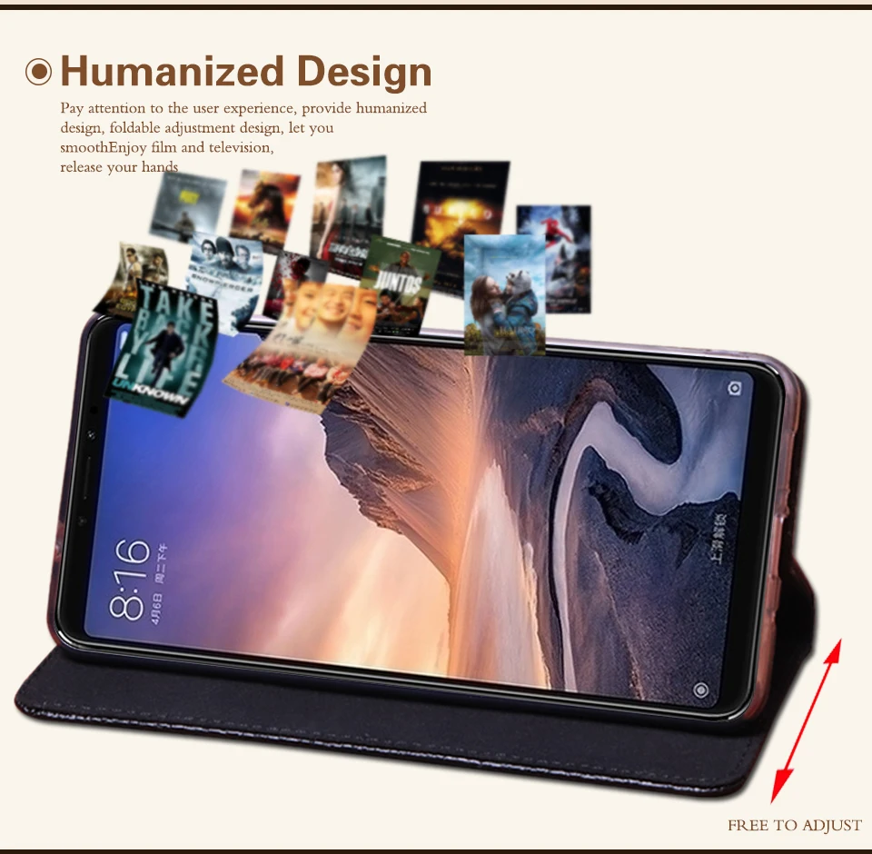 Роскошный кожаный чехол книжка RYKKZ для Xiaomi Max 3 подставка мобильного телефона 2