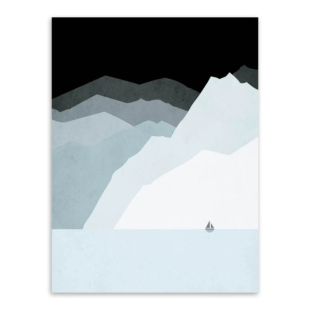 Sea Ice Landscape Mural Modern Abstract Canvas Art Print Poster Iceland Wall Pictures Living Room Home Decor Painting No Frame | Дом и сад