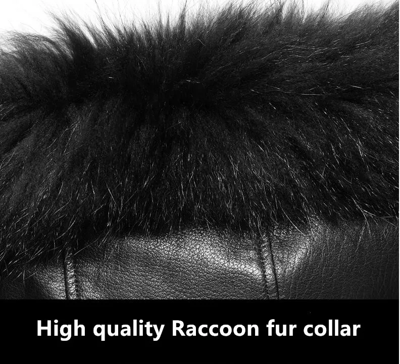

New arrival First layer cowhide Men's leather coat High quality Medium long leather down jacket Raccoon fur collar Winter parka