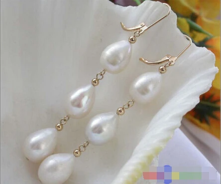 

FREE shipping> >>>14MM WHITE DRIP FRESHWATER PEARL DANGLE EARRING
