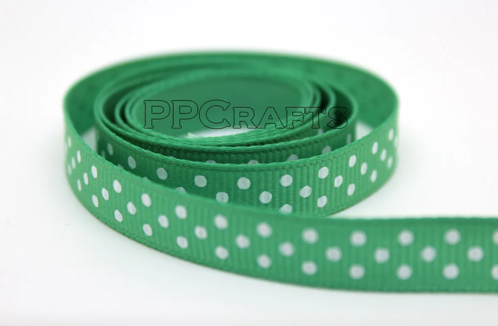 

PPC207 Grosgrain ленты печатных горошек 3/8 "9 мм 50 ярдов/рулон