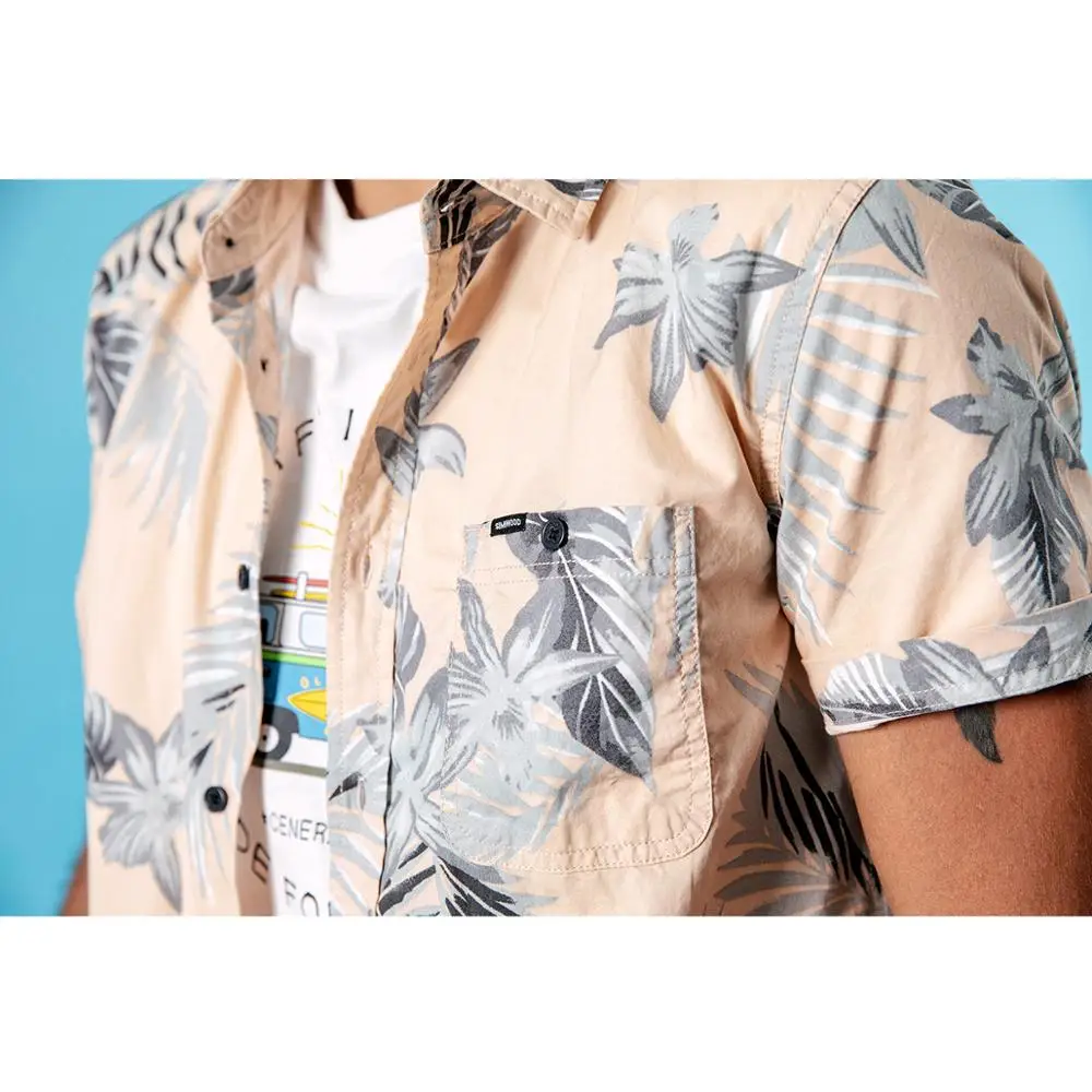 Мужская гавайская рубашка SIMWOOD с короткими рукавами и цветочным принтом из