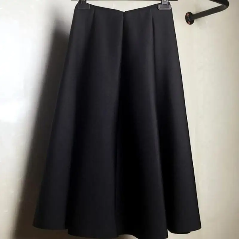 2019 Midi skirt black and white vertical striped Tutu A Cotton women's spring | Женская одежда