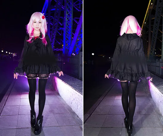 Костюм для косплея аниме Yuzuriha Inori модный черный полный комплект платье + шарф