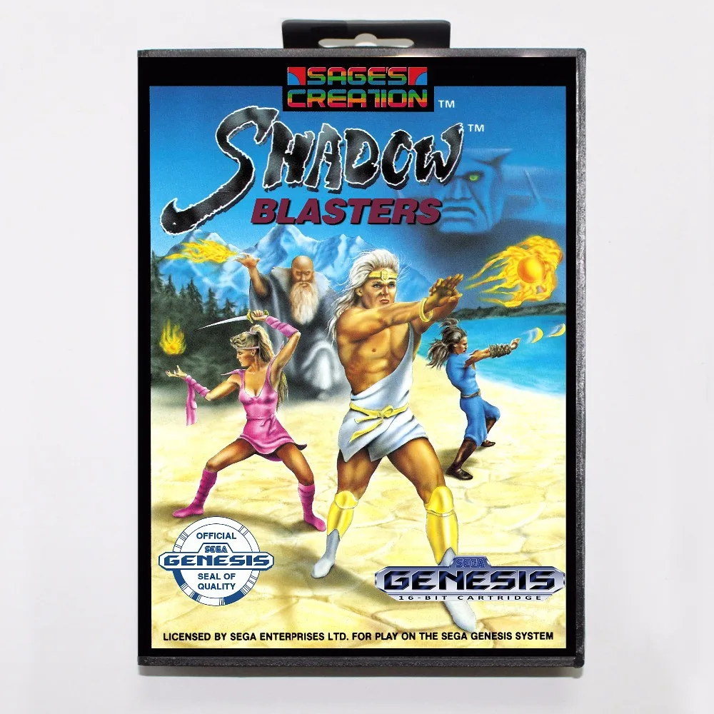 Тени для век Blasters/игровой картридж 16 бит MD карточная игра с коробку Sega игры Mega Drive