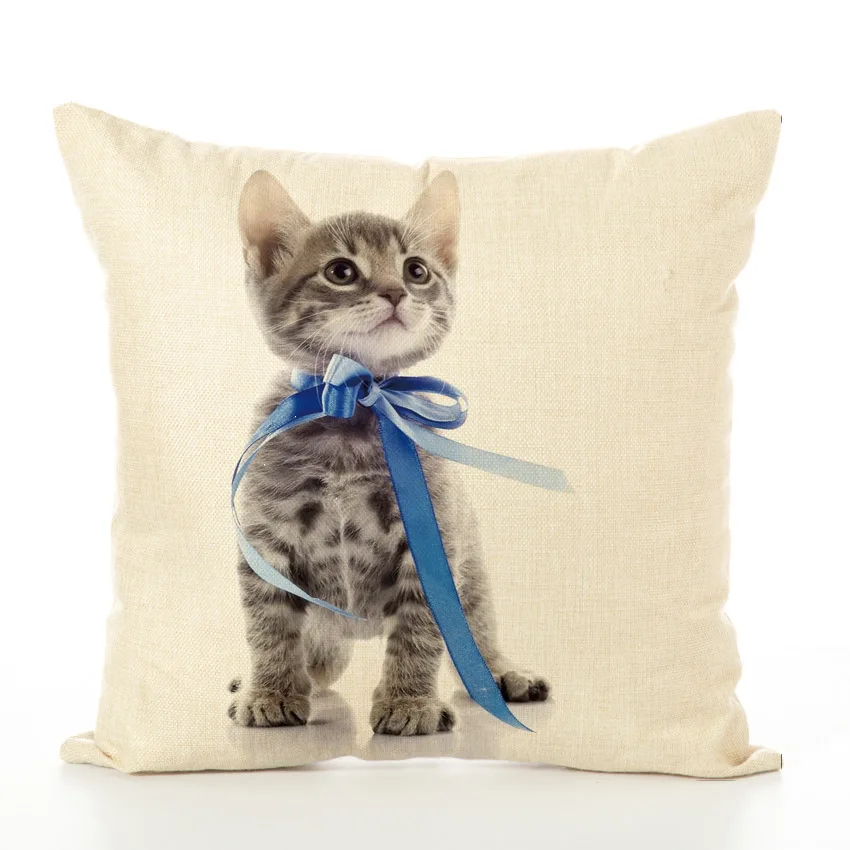 pillow cover 2 Милая льняная наволочка для подушки с рисунком кота и красивая модная квадратная удобная домашняя декоративная наволочка с изображением кота - Цвет: pillow cover 2