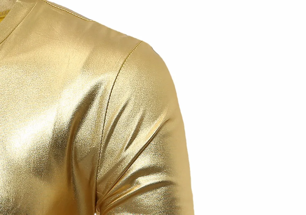 Крутая металлическая футболка с золотым покрытием Мужская длинным рукавом и