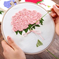 3d diy rose flower bouquet embroidery set with hoop for beginner needlework kits cross stitch sewing unique gift wedding decor