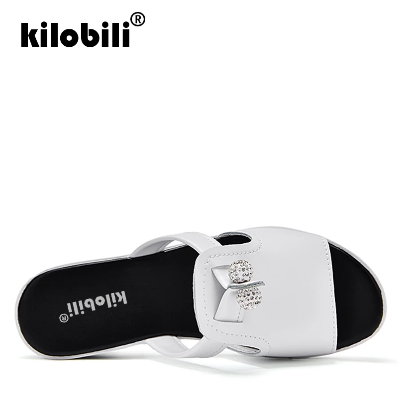 Kilobili 2019 летние Для женщин шлепанцы на плоской платформе Прозрачные босоножки
