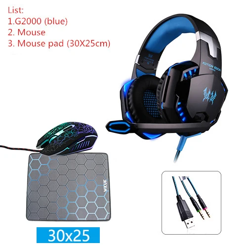 G2000 B 30X25 KOTION каждый G2200 USB наушники вибрации 7,1 объемный звук и G2000 3,5 мм стерео игровая гарнитура светильник наушники для компьютера - Цвет: G2000 B 30X25