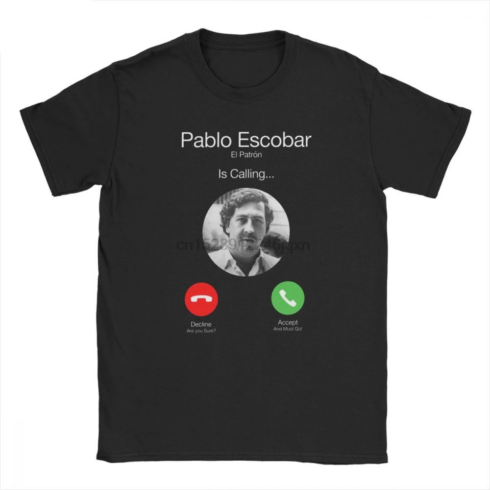 Винтаж Pablo Escobar вызова Для Мужчин's футболки эль патрон забавные телефон тройник