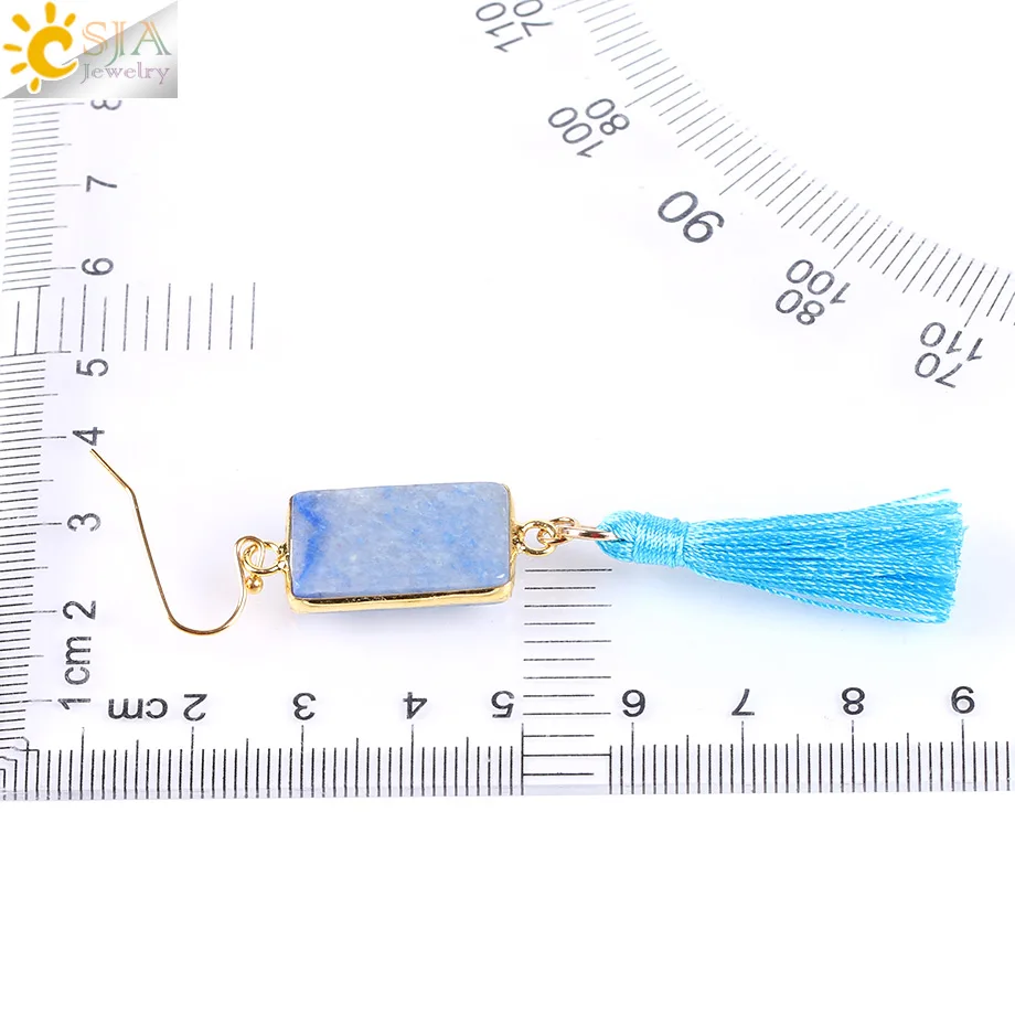 CSJA нить шелковая кисточка Висячие массивные серьги натуральный драгоценный