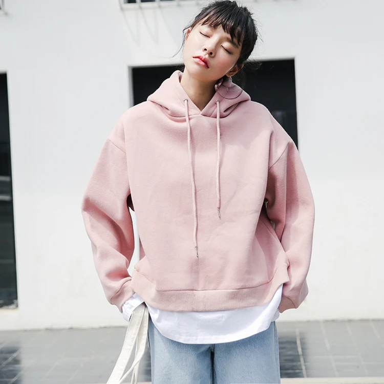 Повседневные женские толстовки Японский Harajuku Ulzzang сшитые поддельные из двух