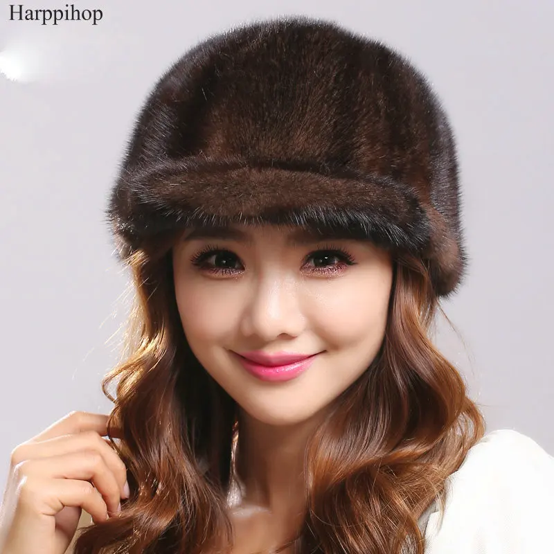 Новинка 2019 оптовая продажа женская зимняя шапка Harppihop из норки сзади с короткими