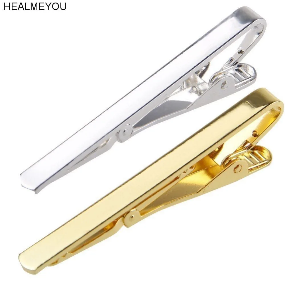 Металлический Серебряный Золотой цвет простой Галстук Зажим для мужчин подарок