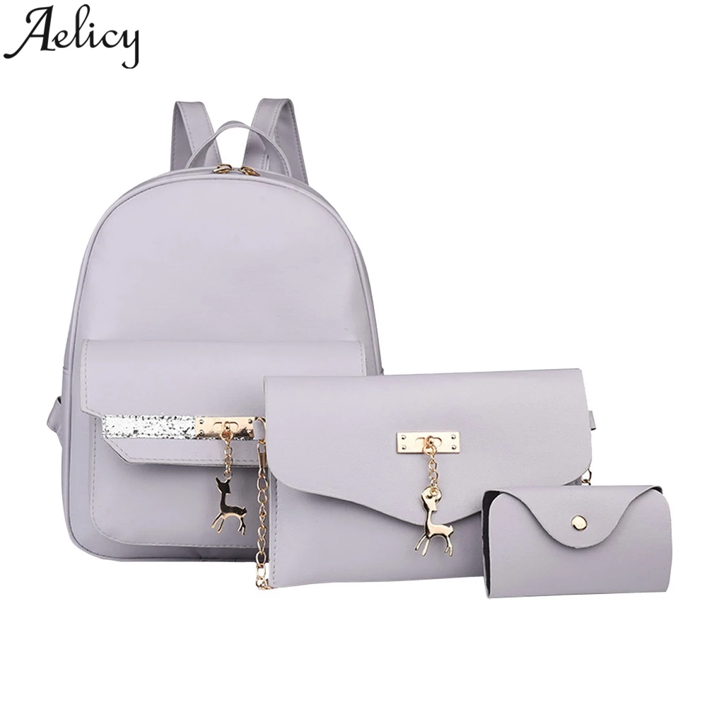 Женский кожаный рюкзак Aelicy маленький дорожный с рисунком оленя сумка на плечо