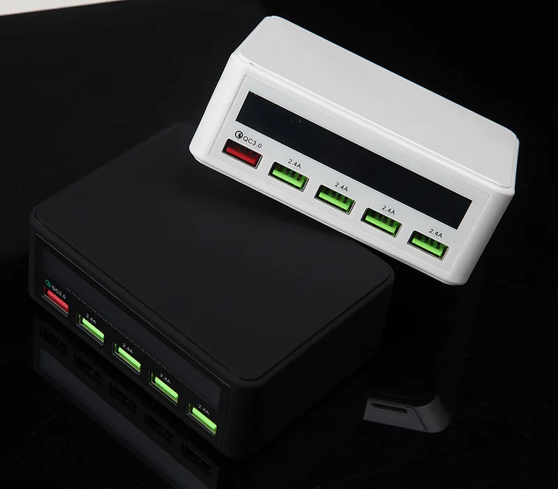 Мульти USB зарядное устройство 50 Вт 5 портов быстрое с QC 3 0 Быстрая зарядка LCD умная
