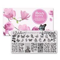 beautybigbang 612cm rectangle butterfly theme nail art stamping template manicure nail art image plate xl 068