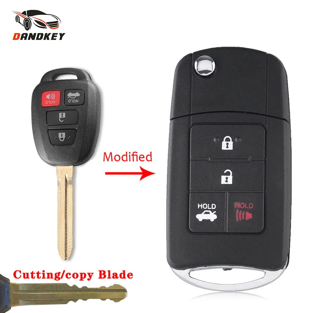 Dandkey измененный Чехол для автомобильного ключа с 4 кнопками Toyota RAV4 Camry Corolla 2012 2013 2014