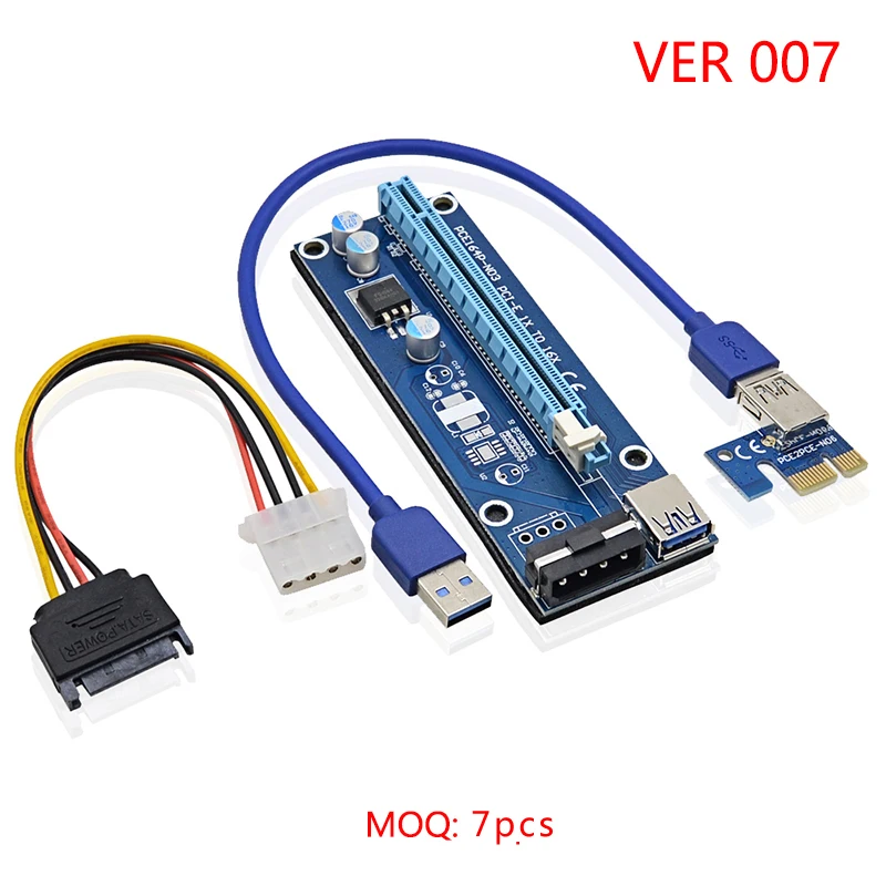 2017 Новинка VER007 PCI Express E 1X до 16X расширитель переходных карт + кабель USB 3 0/15Pin SATA 4Pin IDE
