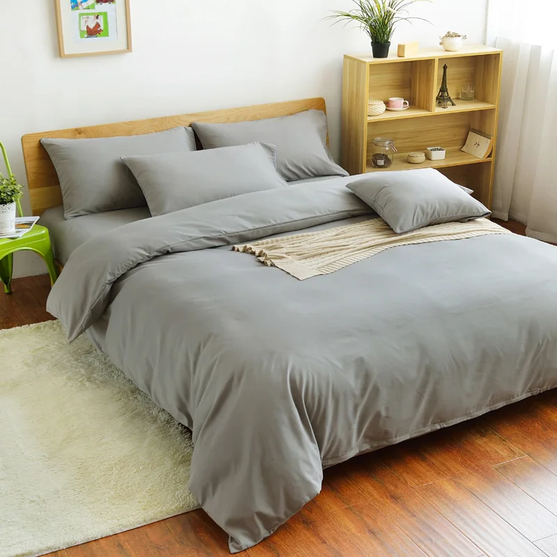 Bedding sets solid color polyester and cotton home textile duvet cover modern style bed sheet twin queen king | Дом и сад