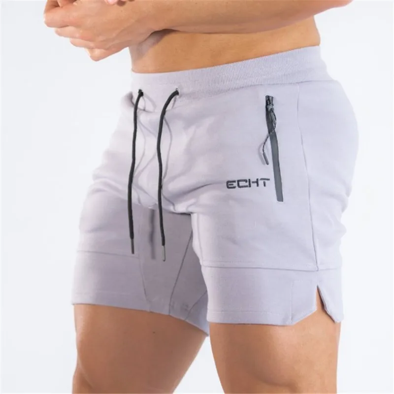 Light gray High Quality Brand New Men Casual Shorts white Straight Shorts Male Fitness Fashion Bodybuilding Shorts Brand Trend Menswear2019 - Цвет: Light gray