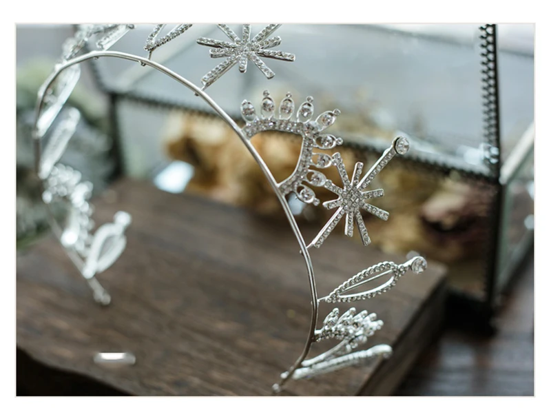 HIMSTORY милые свадебные диадемы с кристаллами корона для волос снежинка дизайн