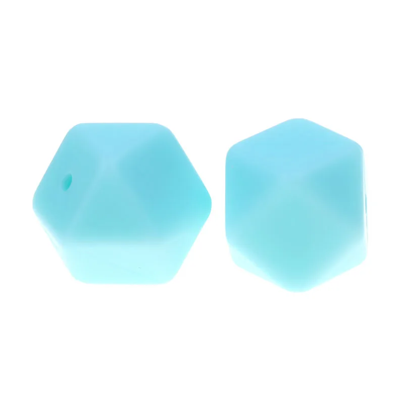 Cuentas de Silicona hexagonales para dentici&oacute;n de beb&eacute;, Mordedor de 14mm, sin Bpa, colgante para collar, accesorios, Mordedor de Silicona-1
