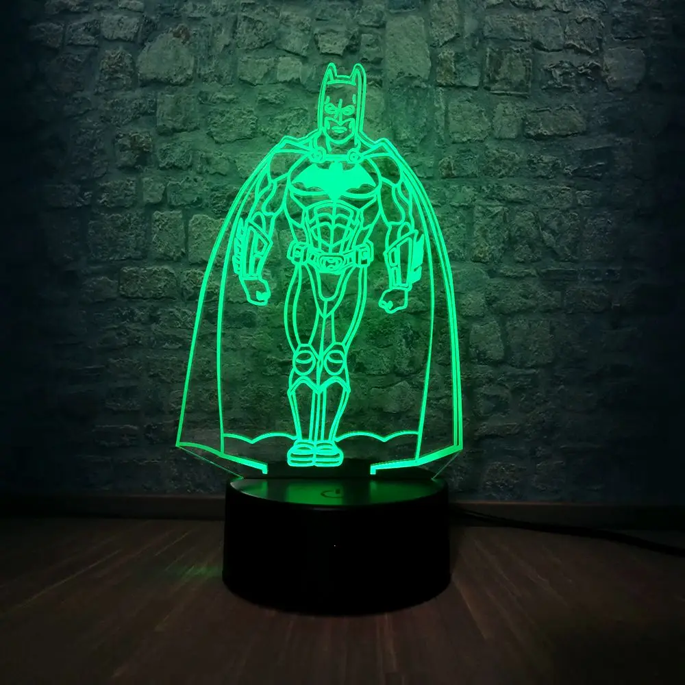 Marvel фигурка Бэтмен ночной Светильник 3D LED Настольная лампа Детские прикроватные