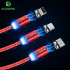 FLOVEME 1 м2 м светодиодный магнитный кабель, Micro USB кабель типа C магнитное зарядное устройство 2A Плетеный телефонный кабель для iPhone Xr Xs X Samsung usb c