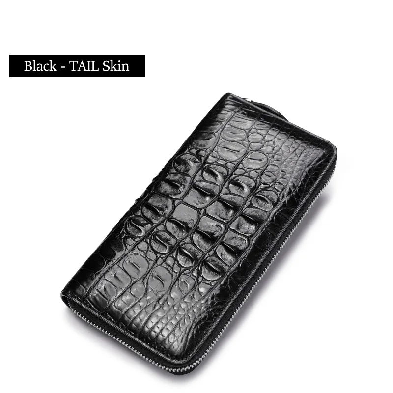 BLACK TAIL McParko мужской кошелек из натуральной кожи крокодила клатч кошелек аллигатора кожаный кошелек на молнии роскошный бренд минималистичный кошелек - Цвет: BLACK TAIL