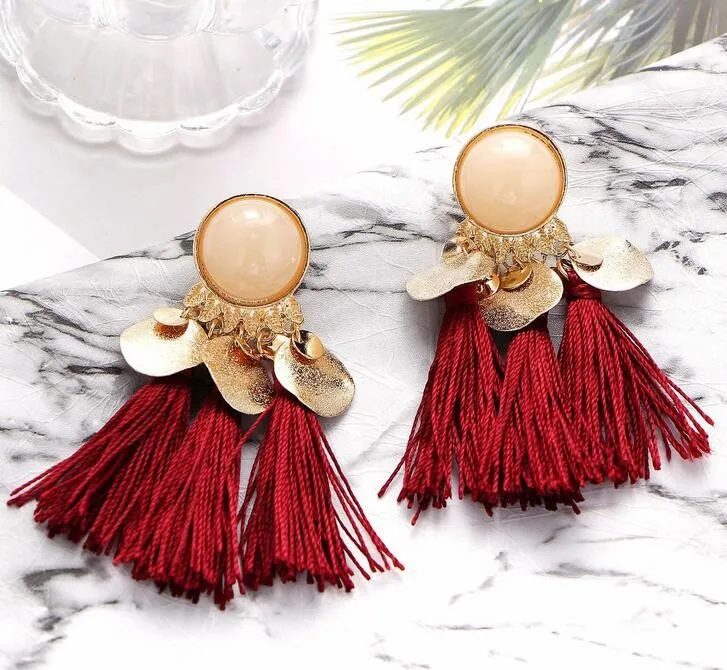 urope and the United States exaggerated alloy resin tassel style earrings clothing jewelry wholesale | Украшения и аксессуары