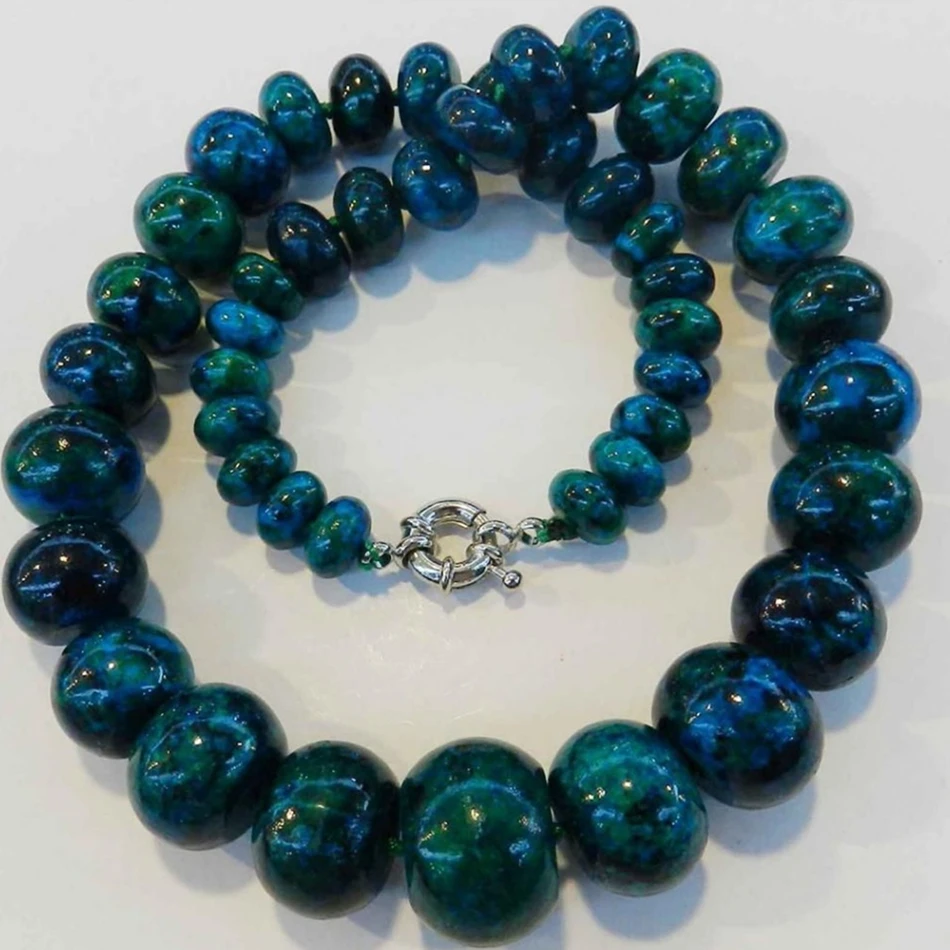 

10-20mm chrysocolla abacus rondelle Beads Fashion diy charms Necklace 17"