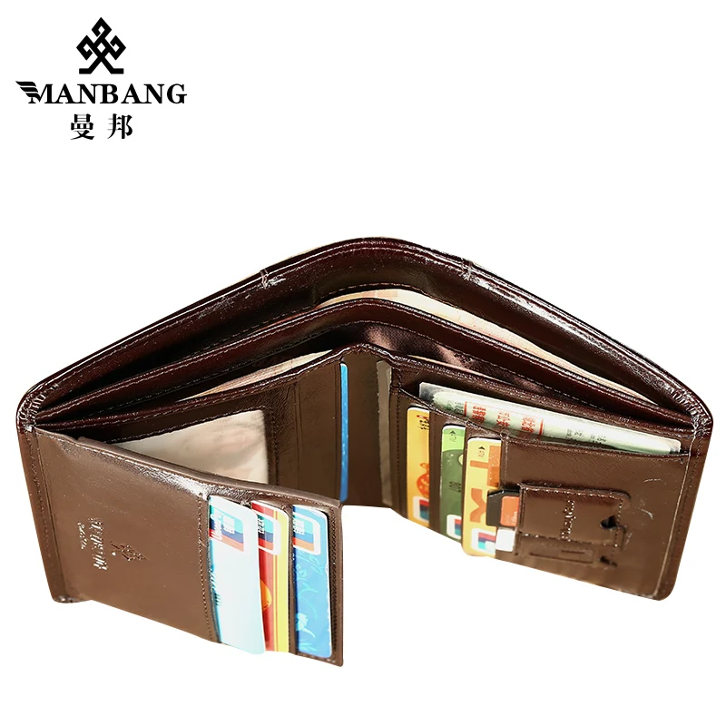 ManBang 100% натуральная кожа кошелек модный короткий двойной мужской Повседневный