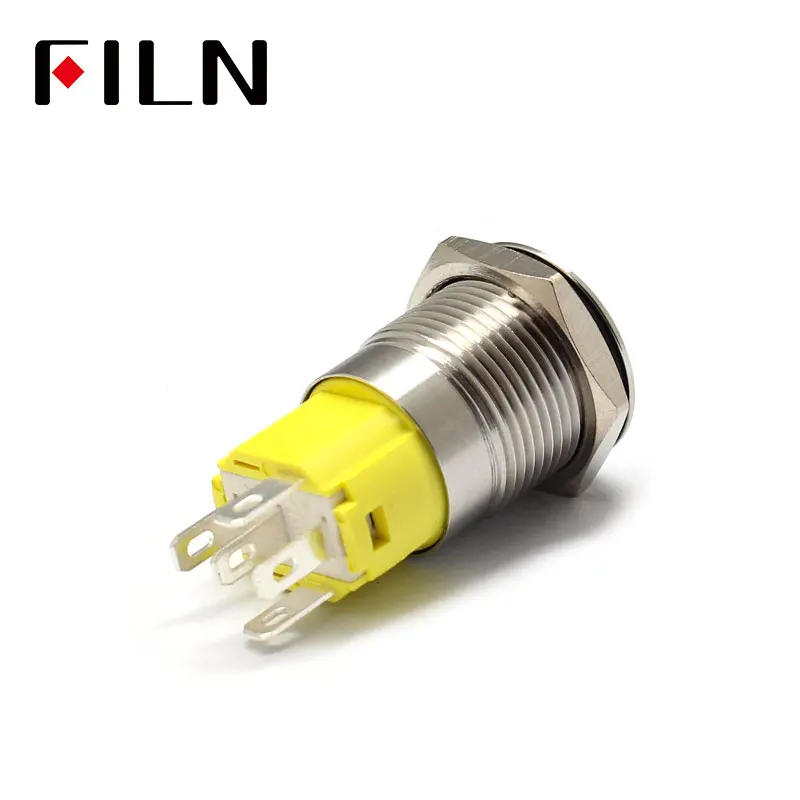 Светодиодный металлический кнопочный переключатель из нержавеющей стали 16 мм 12