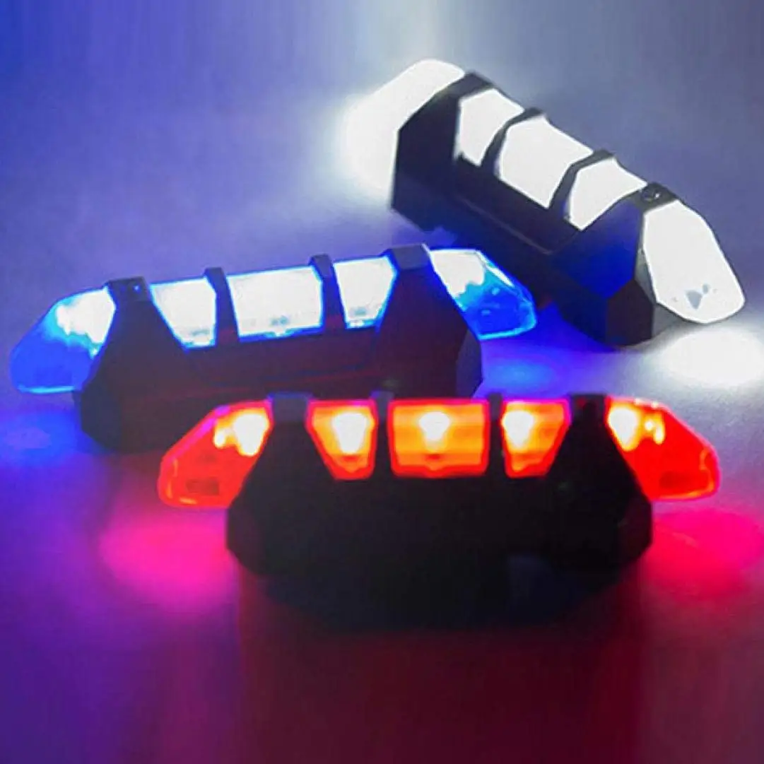 

New Cycling 5 LED USB Rechargeable Bike Bicycle Tail Warning Light Rear Safety