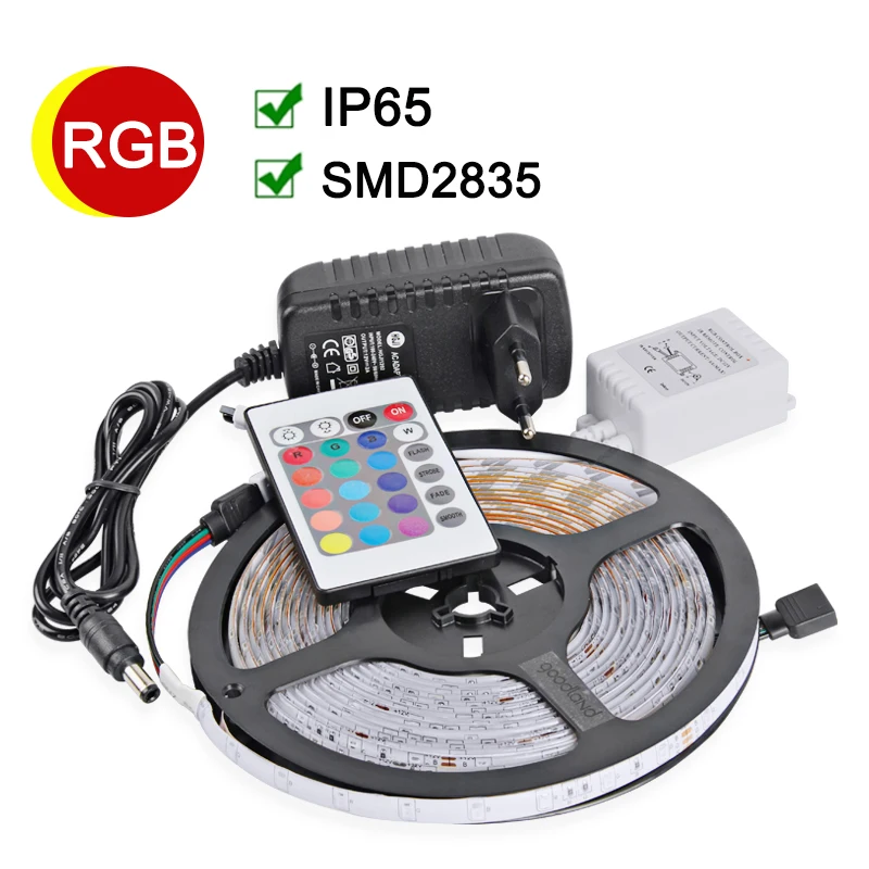 Водонепроницаемая светодиодная лента IP65 RGB 2835 SMD 12 В постоянного тока светильник 5