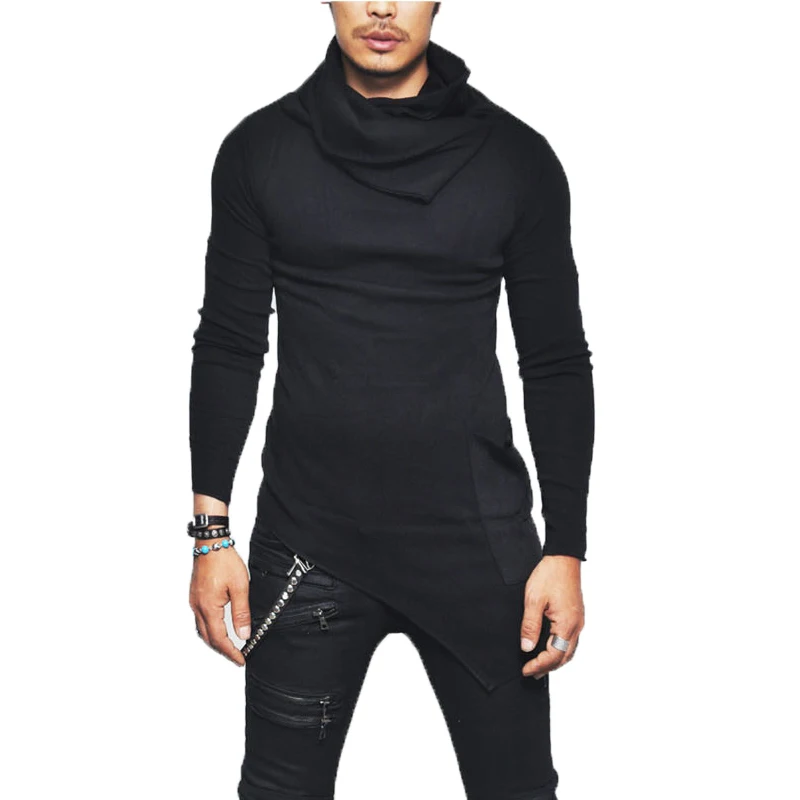 Мужской длинный свитер водолазка Необычный дизайнерский Повседневный пуловер с