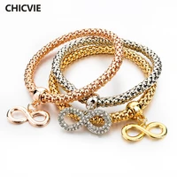 chicvie infinity gold color charms bracelet famous brand jewelry crystal love wedding diy bracelets for women pulseras sbr150189