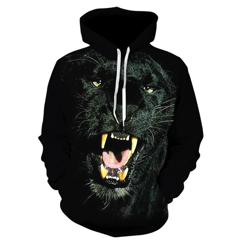 

Black print hoodie Men 3d Wolf hoodie brand sweatshirt cool boy jumper fashion sportswear Animal Streetwear Out coat