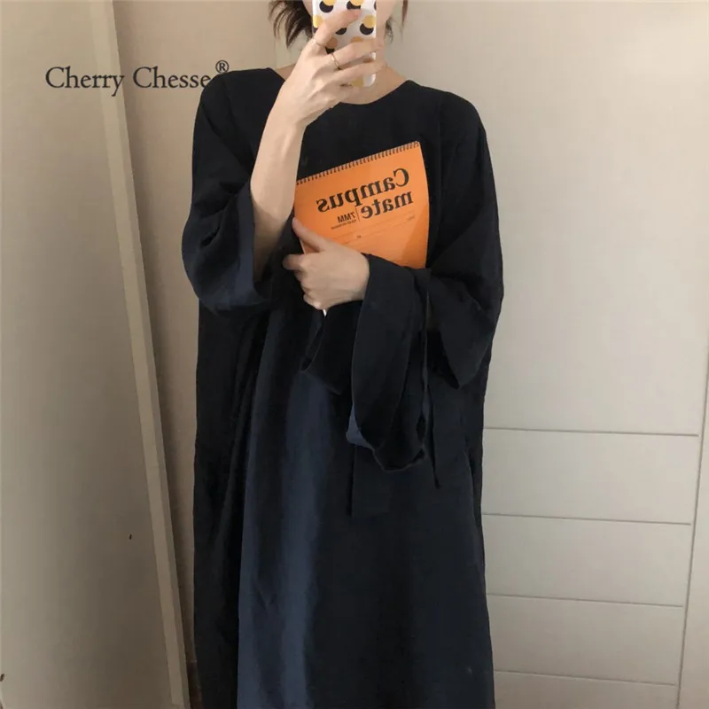 Cherry Chesse Plue Размеры Винтаж Для женщин однотонное платье на шнуровке с рукавом три