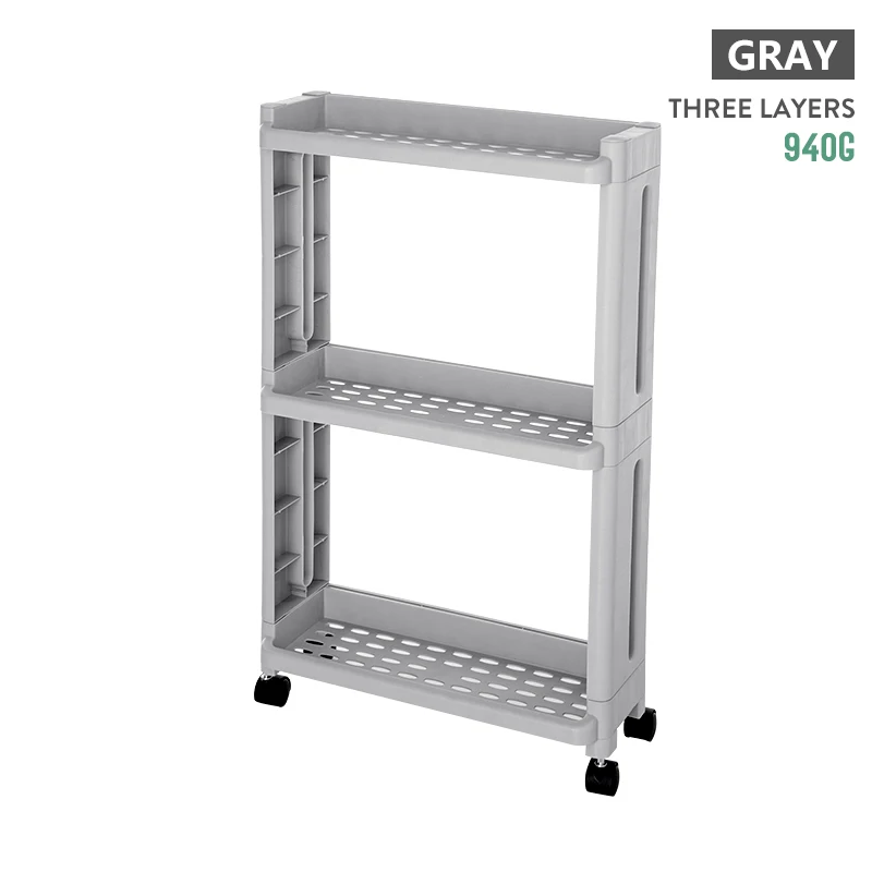 3 Layer-Gray BNBS товары для кухни стеллаж для хранения многослойная холодильник боковая полка съемная с колесами органайзер для кухни полки органайзер для ванной стеллаж держатель - Цвет: 3 Layer-Gray
